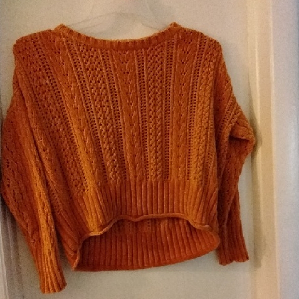 Women's Orange Cable Knit Sweater - Picture 2 of 4
